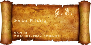 Görbe Mihály névjegykártya